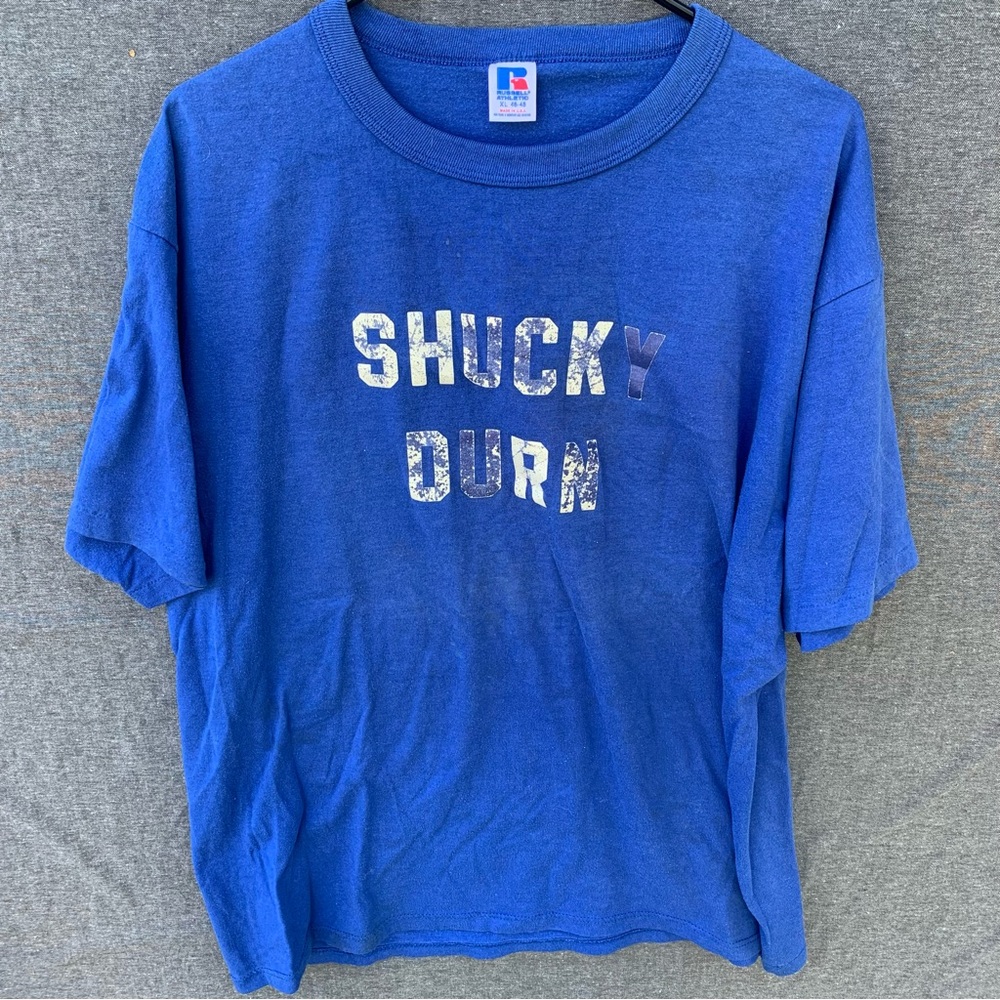 Vintage Shucky Durn Tee Shirt Adult Size XL 90s Made in USA Single Stitch
